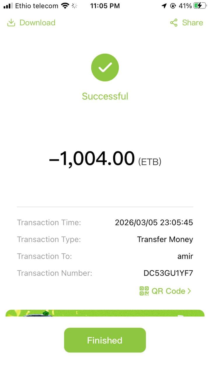 Telebirr receipt being verified